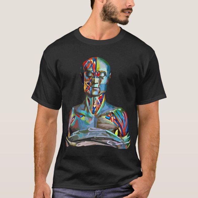 Camiseta Anatomia Músculo Homem Colorido Abstrato Art (Frente)