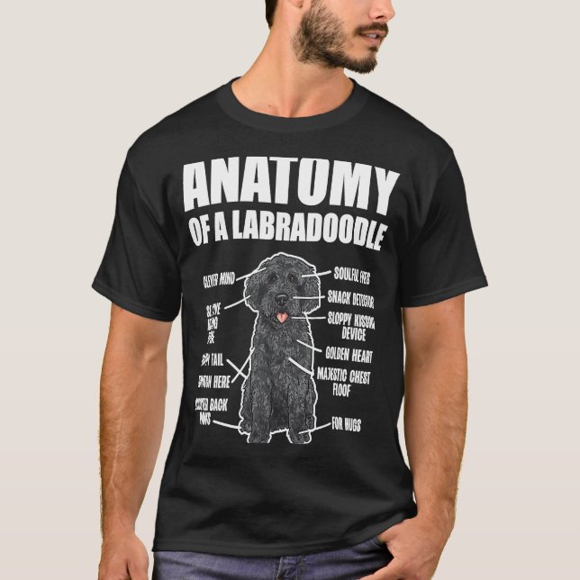 Camiseta Anatomia Preta Do Cão Labradoodle De Um Labradoodl (Frente)