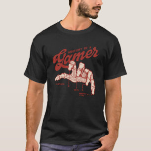 Camiseta Anatomia Retro de uma Mão de Esqueleto Gamer