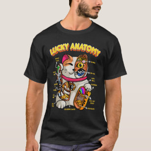 Camiseta Anatomia Sortuda Maneki Neko Gato Sortudo Anatomia