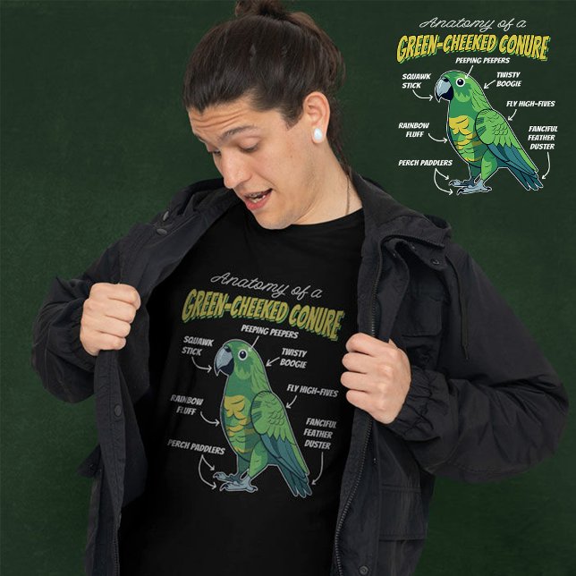 Camiseta Anatomia verde do Conure (Criador carregado)
