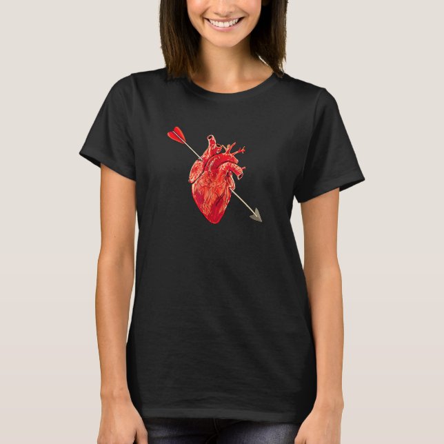 Camiseta Anatomical Heart Amp Cupid Arrow Cute Metal Valent (Frente)