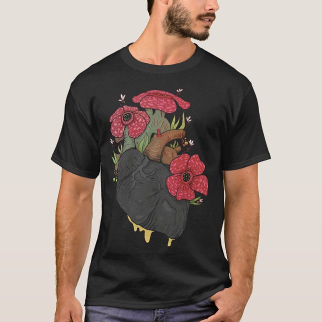Camiseta Anatomical Heart And Flowers  Men Women Cardiologi (Frente)