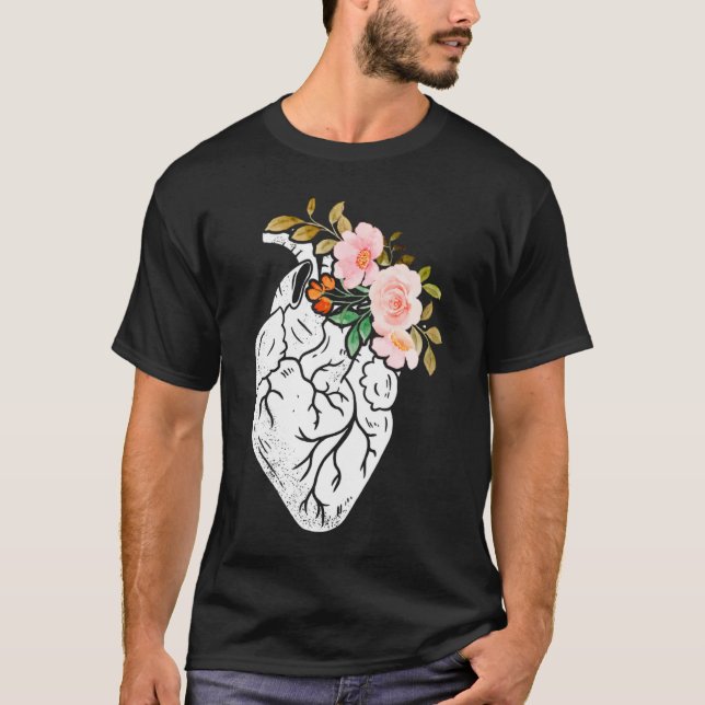 Camiseta Anatomical Heart Flowers Cardiologist Surgeon Surv (Frente)
