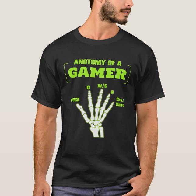Camiseta Anatomy Hand Gaming  For Boys  Mens Gamer (Frente)