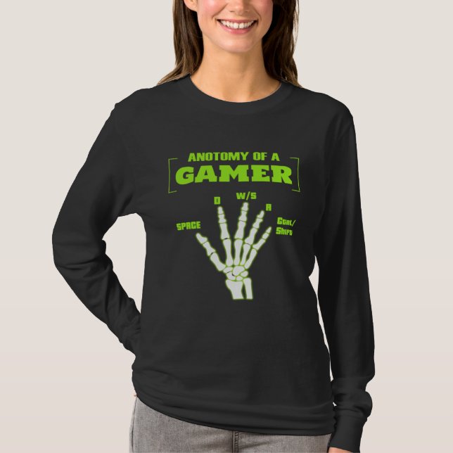 Camiseta Anatomy Hand Gaming  For Boys  Mens Gamer (Frente)