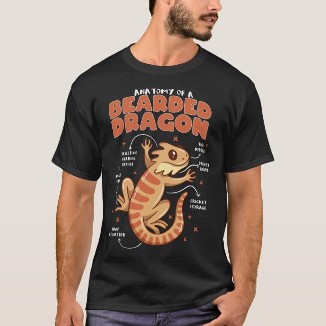 Camiseta Anatomy of a Bearded Dragon Beardie Herpetology (Frente)