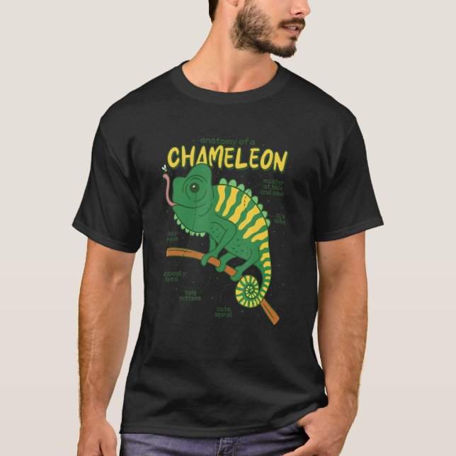Camiseta Anatomy of a Chameleon Lizard Retilien (Frente)