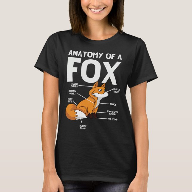 Camiseta Anatomy Of A Fox Foxes Animal Wild Zoo Classic Cut (Frente)