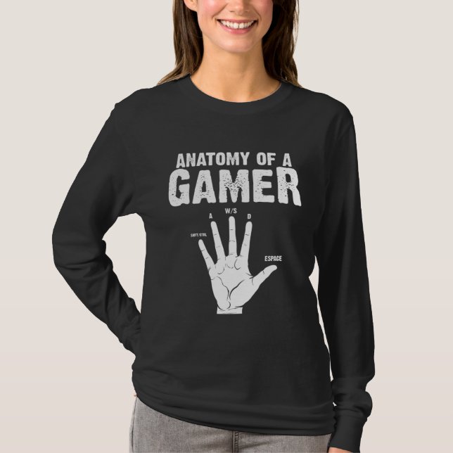 Camiseta Anatomy of A Gamer Gaming  mens Boys Gamer (Frente)