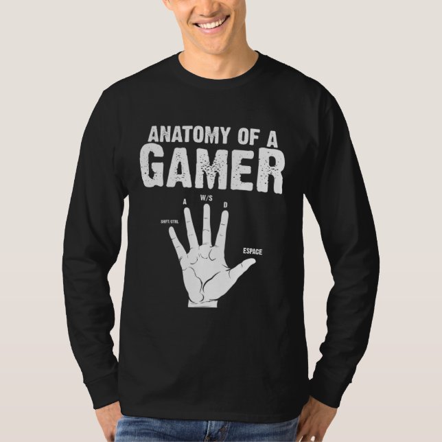 Camiseta Anatomy of A Gamer Gaming  mens Boys Gamer (Frente)