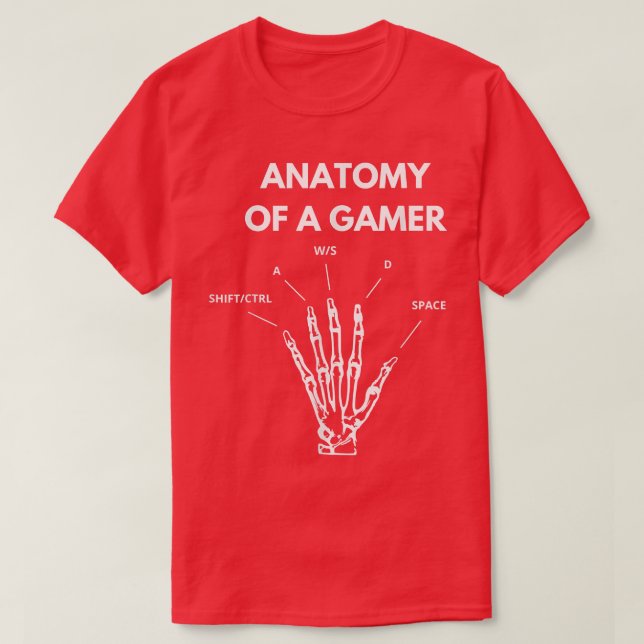 Camiseta Anatomy of a Gamer Hand Skeleton  (Frente do Design)