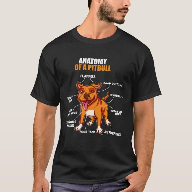 Camiseta Anatomy of a Pitbull Stafford Bully Bulldog Pit Pi (Frente)