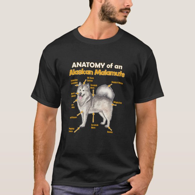 Camiseta anatomy of an Alaskan Malamute for him and her (Frente)