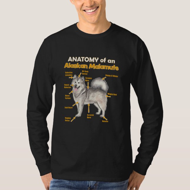 Camiseta anatomy of an Alaskan Malamute for him and her (Frente)