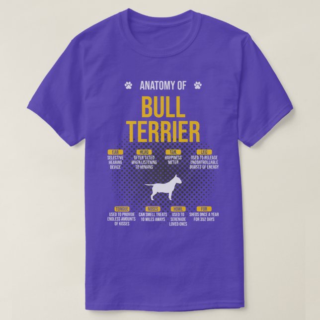 Camiseta Anatomy Of Bull Terrier Dog Lover  (Frente do Design)