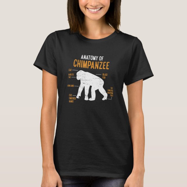 Camiseta Anatomy Of Chimpanzee Monkey Chimp Ape Wildlife Ch (Frente)