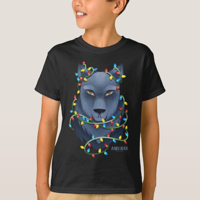 Camiseta Anboran Christmas Wolf Lights Tangle (Frente)