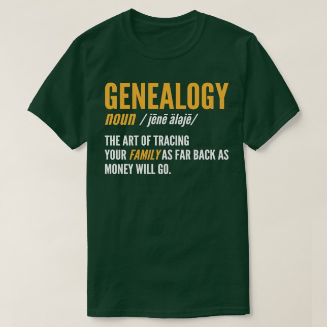 Camiseta Ancestralidade para genealogistas Definição de (Frente do Design)