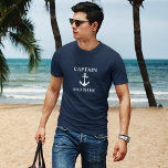 Camiseta Anchor Capitão Adicionar Nome ou Nome do Barco Mar<br><div class="desc">Anchor Capitão Adicionar Nome ou Nome do Barco Marinho Blue T Shirt</div>