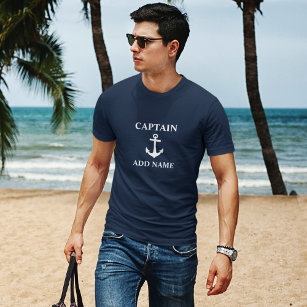 Camiseta Anchor Capitão Adicionar Nome ou Nome do Barco Mar