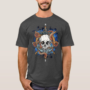 Camiseta Anchor de Compass do Capitão do Barco Pirata