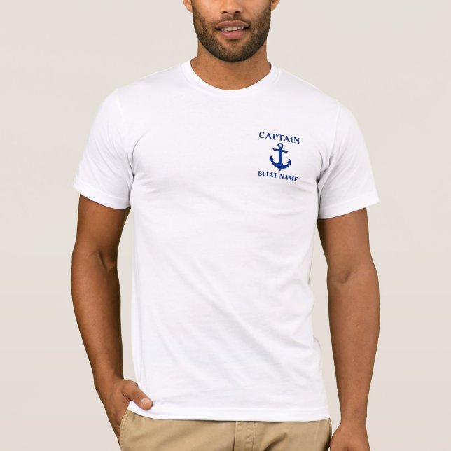 Camiseta Anchor do nome do barco do Capitão Náutico (Frente)