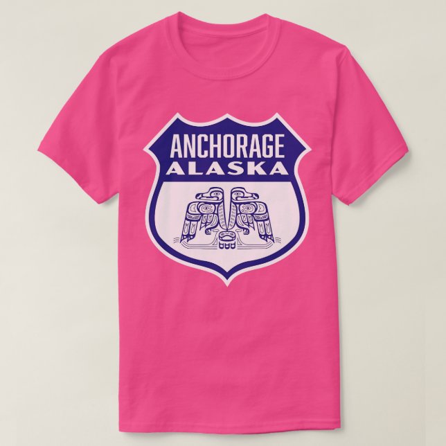Camiseta Anchorage Alaska Retro Bird Shield Blue (Frente do Design)
