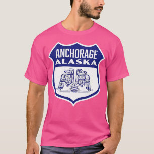Camiseta Anchorage Alaska Retro Bird Shield Blue