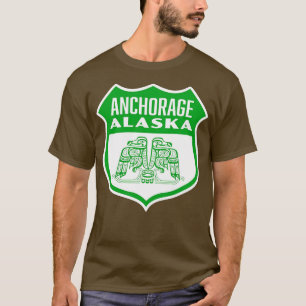 Camiseta Anchorage Alaska Retro Bird Shield Green