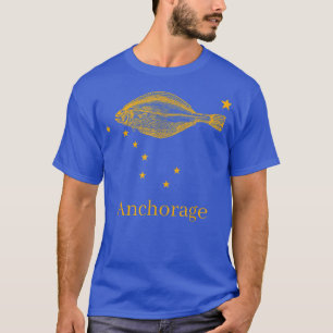 Camiseta Anchorage Estado do Alasca Bandeira Halibut Fisher