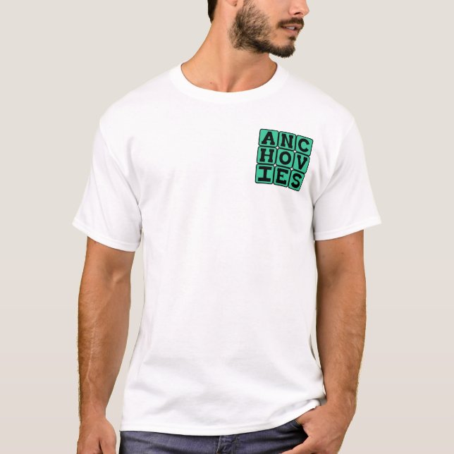 Camiseta Anchovas, Cobertura de Pizza (Frente)