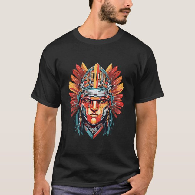 Camiseta Ancien Aztec Warrior Mystical Abstrato (Frente)