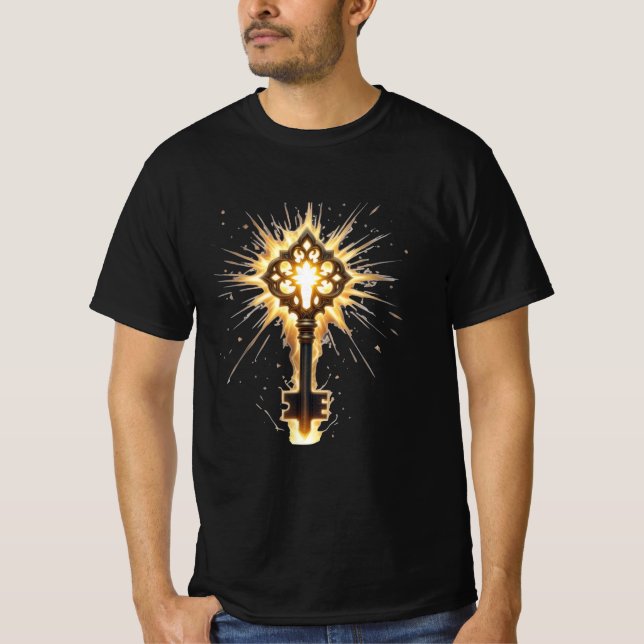 Camiseta Ancient Fantasy Key with Magical Light – Radiant E (Frente)