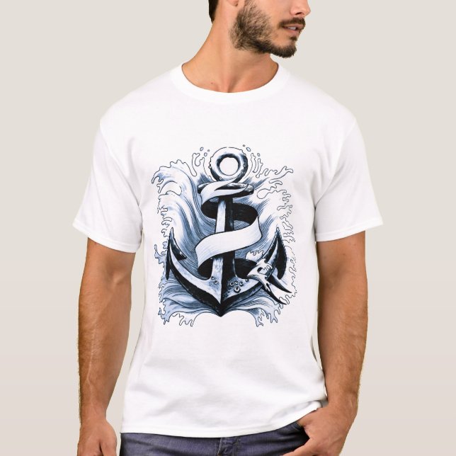 Camiseta Âncora Azul do Mar Náutico (Frente)