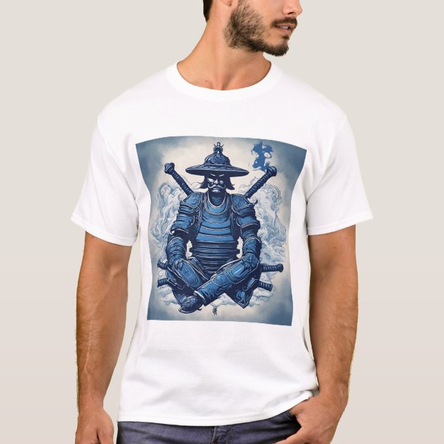 Camiseta âncora azul samurai (Frente)
