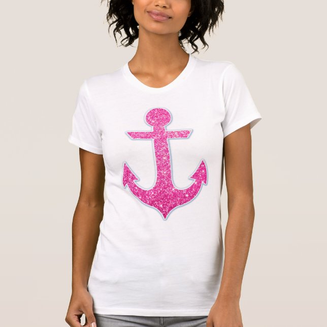 Camiseta Âncora brilhante rosa (Frente)