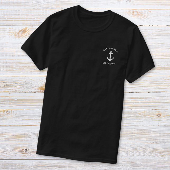 Camiseta Âncora Clássica do Barco Captina Preto (Criador carregado)