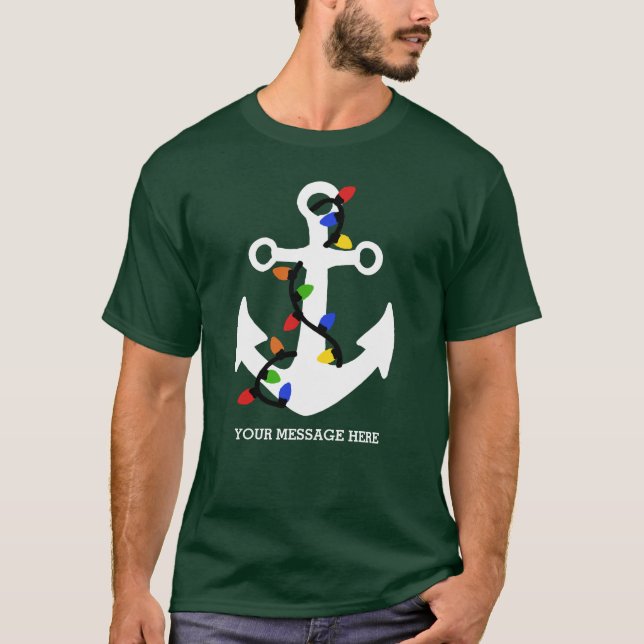 Camiseta Âncora com luzes de Natal Náuticas (Frente)