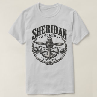 Camiseta Âncora de Barco Vintage Sheridan Wyoming Ao Ar Liv