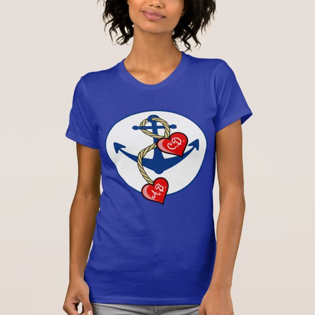 Camiseta Âncora de Monogramed com corações (Frente)