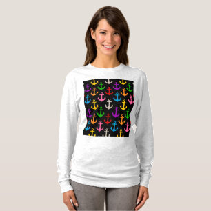 Camiseta Âncora de Navio Design Colorido Preto