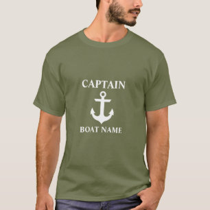Camiseta Âncora do nome do barco verde do capitão náutic