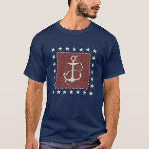 Camiseta Âncora litoral da arte   no vermelho
