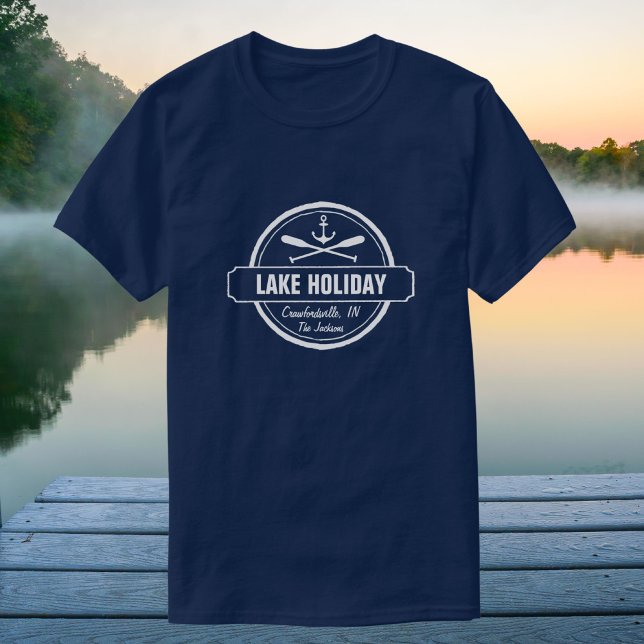 Camiseta Âncora Náutica do Lago Personalizado, Cidade e Nom (Criador carregado)