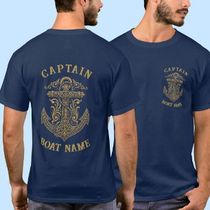 Camiseta Âncora Nome do Barco Capitão Náutico Personalizado