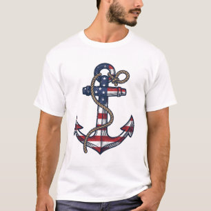 Camiseta Âncora Patriótica Design Vetorial Vintage_1