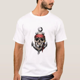 Camiseta Âncora Pirata do Crânio Cruzado