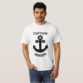 Camiseta Âncora Preta Capitão Personalizada