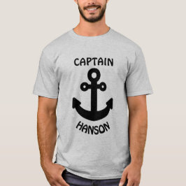 Camiseta Âncora Preta Capitão Personalizada